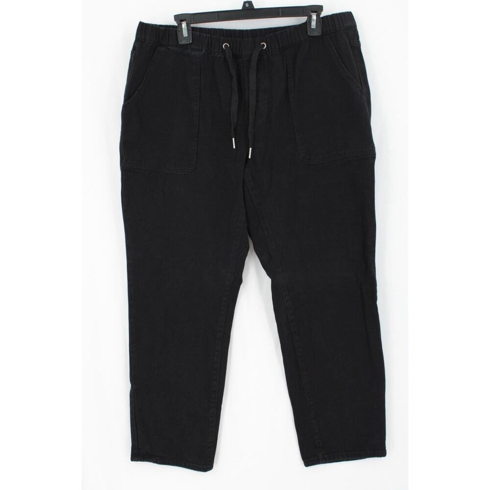 Umgee Wide Leg Pants Womens Size XL Black Baggie Denim Boho Resort Wear Vacation